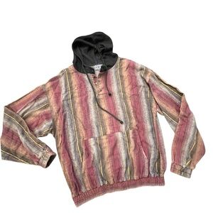 Vintage Pullover Hoodie Jacket Plaid‎ Pocket Drawstring Cotton 90s Island Force